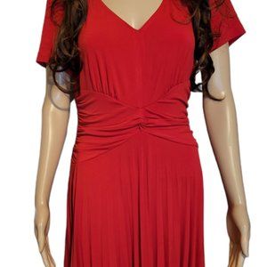 COLDWATER CREEK Pleated Skirt Red Midi Dress Size 6